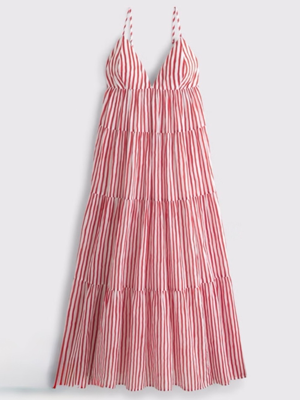 NWT Abercrombie Bra-Free V-Neck Tiered Striped Flowy Maxi Dress